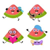 A collection of cute watermelon cartoon illustration characters 1 vector