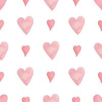 Watercolor hearts seamless pattern vector