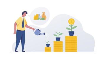 Businessman is watering money tree to grow franchise business. vector