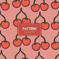 Seamless pattern cherry fruit hand drawn vector illustration