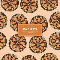 Seamless pattern orange fruit hand drawn vector illustration