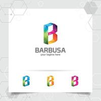 Digital logo design vector letter B concept with modern colorful pixel for technology, software, studio, app, and business.