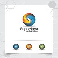 Digital logo 3D letter S design vector with modern colorful style for technology, software, studio, app, and business.