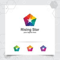 concepto de diseño de logotipo de estrella de símbolo de bucle conectado, logotipo de vector de estrella colorido utilizado para impresión, estudio y tecnología.