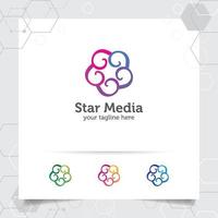 concepto de diseño de logotipo de estrella del símbolo de bucle conectado, logotipo de vector de estrella abstracto utilizado para finanzas, contabilidad y consultoría.