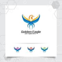 Eagle mascot logo design vector with concept of flying phoenix flapping wings illustration.