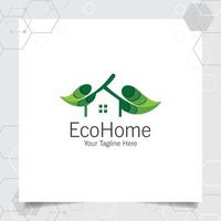 vector de diseño de logotipo de casa verde con concepto de ilustración de icono de hogar y hoja para bienes raíces, propiedad, residencia e hipoteca.