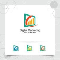 vector de diseño de logotipo de finanzas empresariales con símbolo de icono de análisis gráfico. ilustración financiera y comercial para consultoría, análisis de datos y contabilidad.