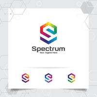 Digital logo letter S design vector with modern colorful pixel for technology, software, studio, app, and business.