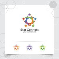 concepto de diseño de logotipo de estrella del símbolo de bucle conectado, logotipo de vector de estrella colorido utilizado para finanzas, contabilidad y consultoría.