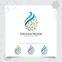 Drop water logo design with concept of droplet water icon with green ecology vector used for mineral water company and plumbing.