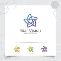concepto de diseño de logotipo de estrella del símbolo de bucle conectado, logotipo de vector de estrella abstracto utilizado para finanzas, contabilidad y consultoría.