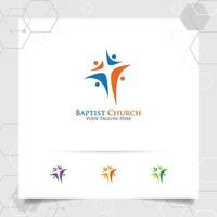 Christian cross logo design with the concept of religious symbol. Cross vector icon for church, baptism,