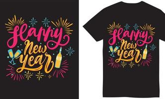 diseño de camiseta de feliz año nuevo vector