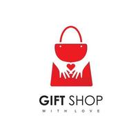 Gift Shop Logo With Silhouette Love Hand In Bag Symbol vector