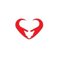 Bull Horn Logo With Love Hand Symbol For Bull Care Company vector