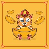 Chinese new year celebration of tiger Cute year  Free Vector