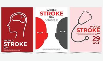 World Stroke Day. Set of 3 simple Background Vector Illustration Flat Style. Suitable for poster, cover, brochure, banner, or flyer