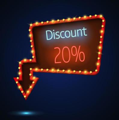Discount signboard retro style with light frame