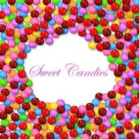 Cloud shape background with various sweet candy on frame vector