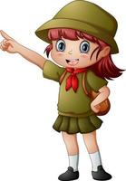 Scout girl standing with pointing vector