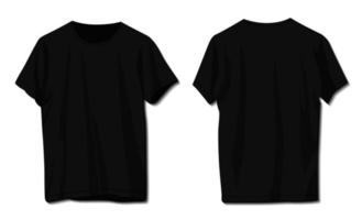 plantilla de camiseta negra en blanco. frente y detrás vector
