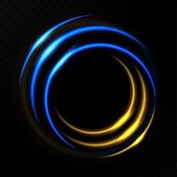 efecto de luz de círculo dorado y azul vector