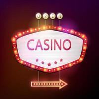 letrero de casino estilo retro con marco ligero vector