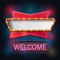 Welcome signboard retro style with light frame vector