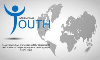 International youth day background with world map vector