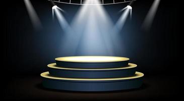 Realistic Stage Podium With Elegant Lighting Spotlight vector