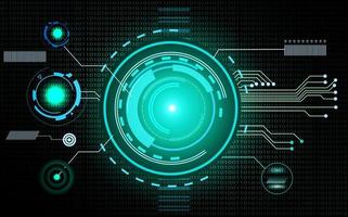 High technology printed circuit board with glowing LED lights vector