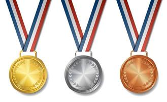 Set of gold, silver, bronze award medals
