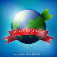 Vector illustration of Happy earth day banner on blue background