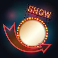 Showtime signboard estilo retro con marco de luz vector