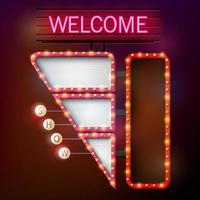 Welcome signboard retro style with light frame vector