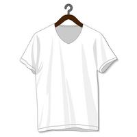 camiseta blanca con cuello en v en blanco para la plantilla. aspecto frontal y posterior vector