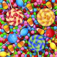 Sweet of candies with lollipop and candy corn vector