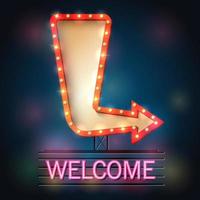 Welcome signboard retro style with light frame vector