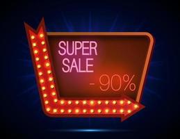 Super sale signboard retro style with light frame
