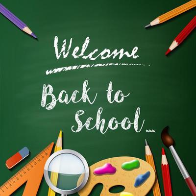 Welcome back to school background with school equipment