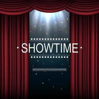 ilustración vectorial de fondo showtime con cortina iluminada por focos vector