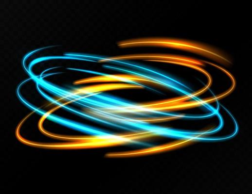 Gold and blue cirlce light with tracing effect