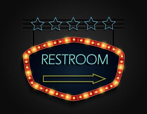Restroom Signboard retro style with lamps