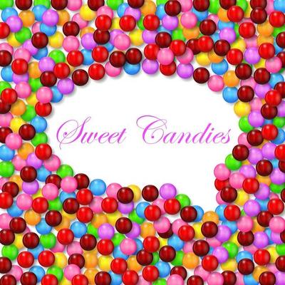 Comic style bubble background with various sweet candy on frame