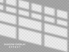 Shadow overlay effect. Natural shadows from window isolated on transparent background. Vector soft shadow and light overlay effect.