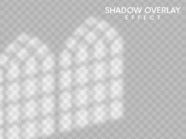 efecto de superposición de sombras. sombras naturales de la ventana aisladas sobre fondo transparente. sombra suave vectorial y efecto de superposición de luz. vector