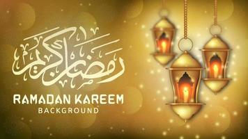 Islamic Background with gold lanterns for eid mubarak and ramadan kareem card background. Muslim and islamic holiday poster. Month of fasting.Religion,celebration vector