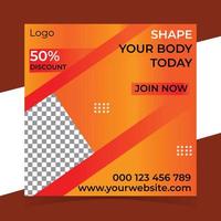 Fitness gym social media design vector