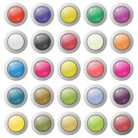 vector illustration of glossy glass buttons for icons. In a metal frame.